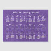 2024 Kalender Motivatie Aangepaste Naam Paarse Mag (Voorkant)