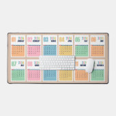 2024 Kalender pastel gekleurde unieke bureaumat (Keyboard & Muis)