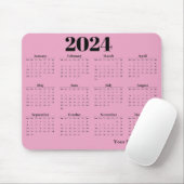 2024 kalender roze achtergrond muismat (Met muis)