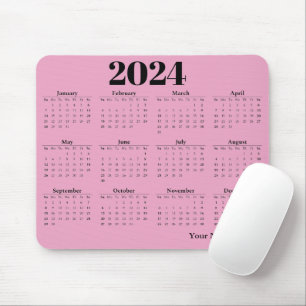 2024 kalender roze achtergrond muismat