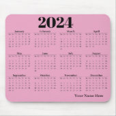 2024 kalender roze achtergrond muismat (Voorkant)