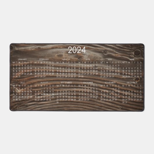 2024 Kalender Rustiek Houten Graan Foto Afbeelding Bureaumat (Voorkant)