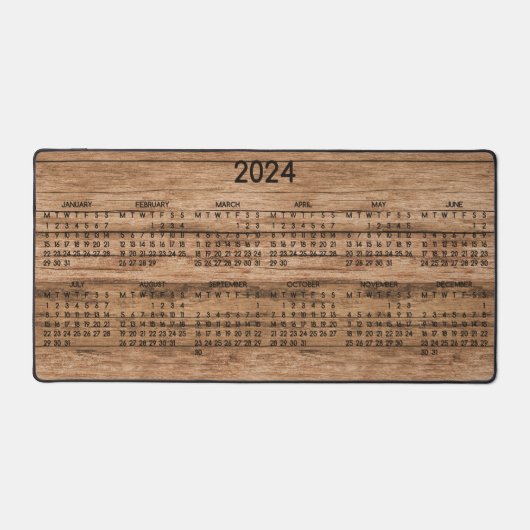 2024 Kalender Rustiek Land Woodgrain Foto Bureaumat (Voorkant)