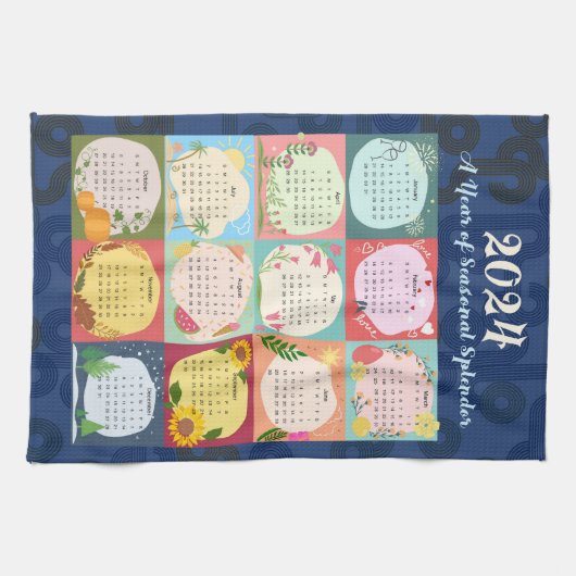 2024 Kalender Seizoensgebonden pracht Theedoek (Horizontaal)