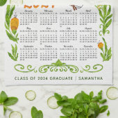 2024 Kalender Sinaasappel Klasse van 2024 Afstuder Theedoek (Gevouwen)