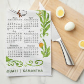 2024 Kalender Sinaasappel Klasse van 2024 Afstuder Theedoek (Quarter Fold)