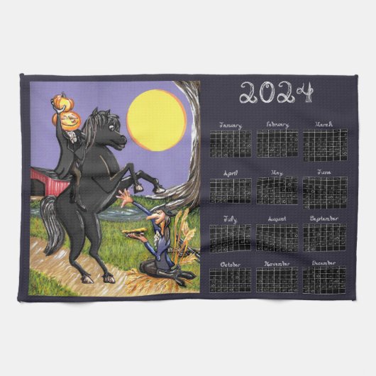 2024 kalender Sleepy Holle Hoofdloze Ruiter Theedoek (Horizontaal)