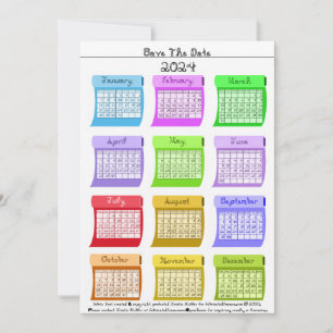 2024 Kalender stoffen stof lettertype Opslaan van Save The Date