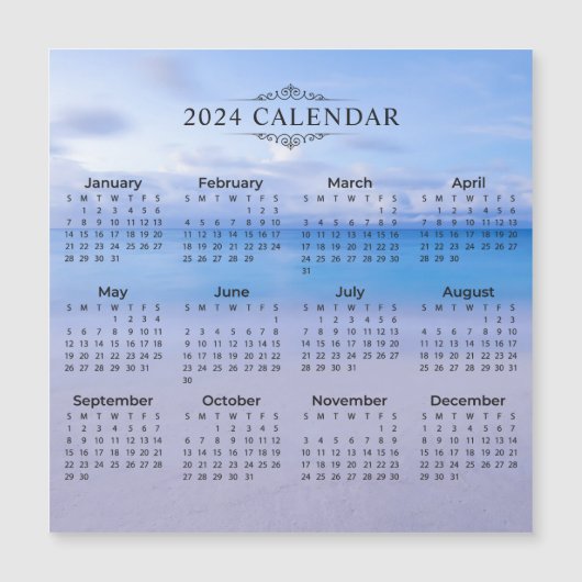 2024 Kalender Strand Achtergrond | Magnetische Kaa (Voorkant)