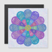 2024 Kalender Unieke Boho Paarse Bloemmagneet (Voorkant / Achterkant)