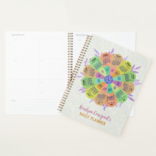2024 Kalender Unieke Boho Retro Bloem Aangepaste N Planner (Display)