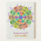 2024 Kalender Unieke Boho Retro Bloem Aangepaste N Planner (Achterkant)