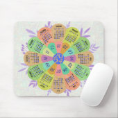 2024 Kalender Unieke Ronde Boho Retro Bloem Muismat (Met muis)