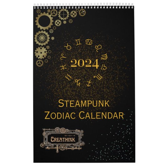 2024 Kalender van Steampunk Astrologie Zodiac teke (Hoes)