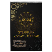 2024 Kalender van Steampunk Astrologie Zodiac teke