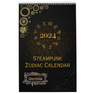 2024 Kalender van Steampunk Astrologie Zodiac teke