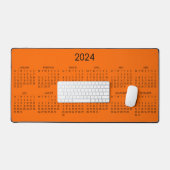 2024 Kalender Veiligheid Oranje Kleur Achtergrond Bureaumat (Keyboard & Muis)