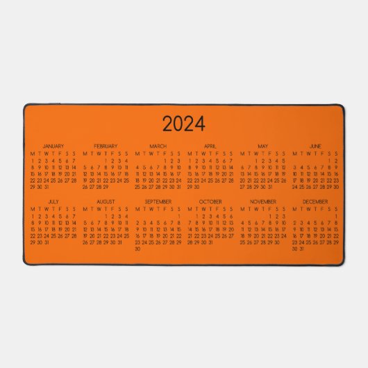 2024 Kalender Veiligheid Oranje Kleur Achtergrond Bureaumat (Voorkant)