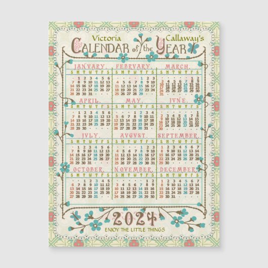 2024 Kalender Victoriaans Art Nouveau Kleine Magne (Voorkant)