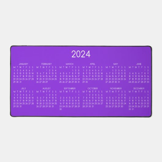 2024 Kalender Violet Kleur Achtergrond Bureaumat (Voorkant)