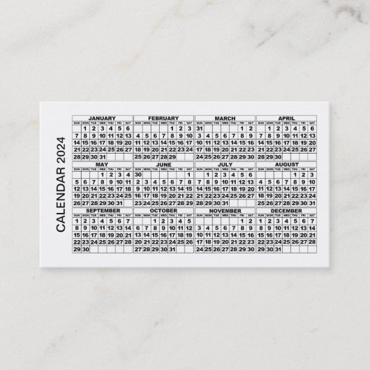 2024 Kalender Visitekaartje horizontaal Wit (Voorkant)