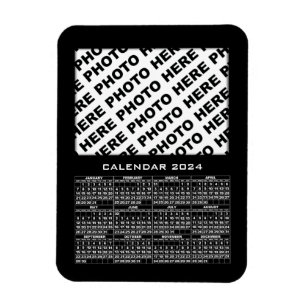 2024 Kalender Voeg 1 Foto's Magneet Zwart