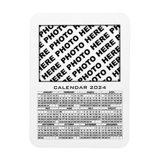 2024 Kalender Voeg 1 foto's Magnet White Magneet (Verticaal)