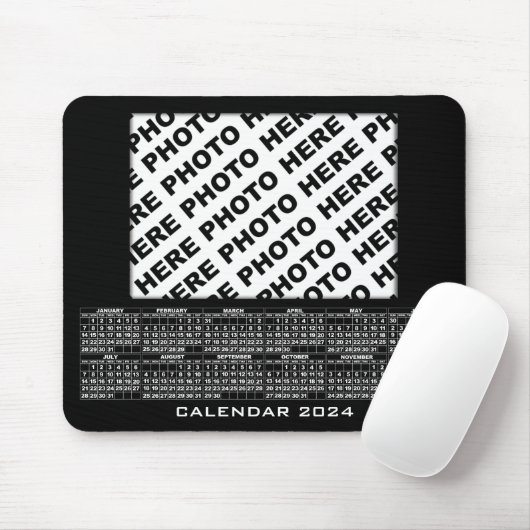 2024 Kalender Voeg 1 foto's Mousepad Zwart Muismat (Met muis)