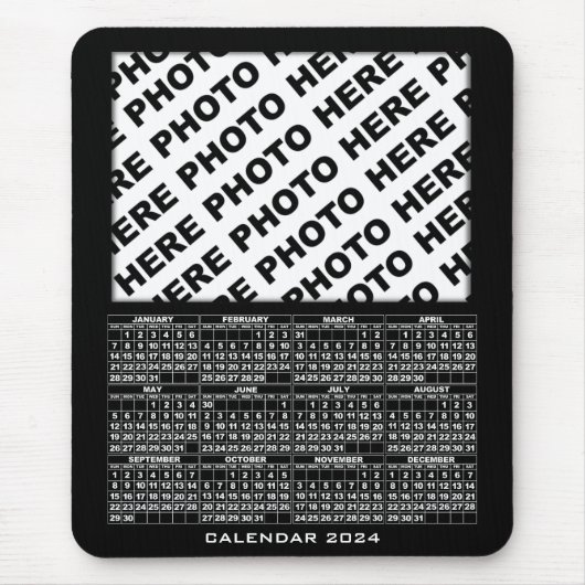 2024 Kalender Voeg 1 horizontale foto's Mousepad Muismat (Voorkant)