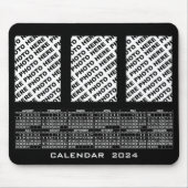 2024 Kalender Voeg 3 verticale foto's Mousepad Zwa Muismat (Voorkant)