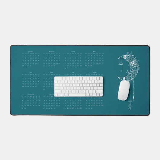 2024 Kalender Volledig Jaar Boho Zee Wave Bureaumat (Keyboard & Muis)