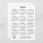2024 Kalender Volledig Jaar Wit Zwart Minimaal Programmakaart (Voorkant / Achterkant)
