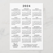 2024 Kalender Volledig Jaar Wit Zwart Minimaal Programmakaart (Voorkant)