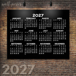 2024 Kalender voor het hele jaar - horizontaal - Z Poster