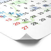 2024 Kalender waterverf paarse en blauwe foraal Poster (Hoek)