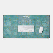 2024 Kalender Waterverf Turquoise Golden Stippen Bureaumat (Keyboard & Muis)