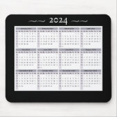 2024 Kalender Wekelijks Zwart Wit Grote Print Muismat (Voorkant)