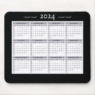 2024 Kalender Wekelijks Zwart Wit Grote Print Muismat