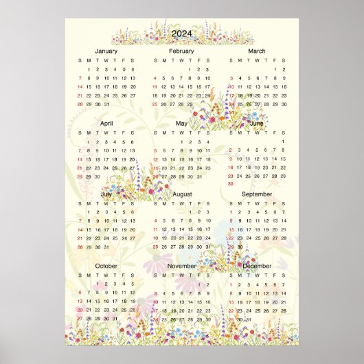 2024 Kalender Wildflower Poster (Voorkant)