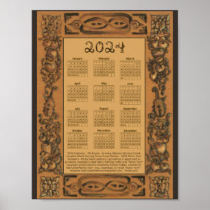 2024 Kalender Windsor Castle Wood Geïnspireerd Lij Poster