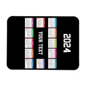 2024 kalender wit zwart Kleurrijk aanpasbaar Magneet (Horizontaal)