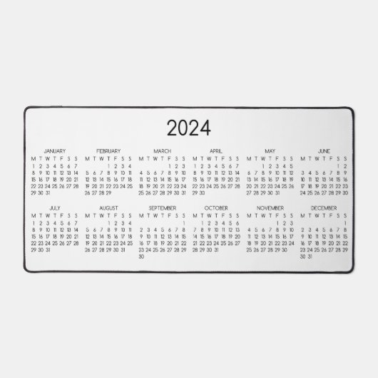 2024 Kalender Witte Kleur Achtergrond Bureaumat (Voorkant)