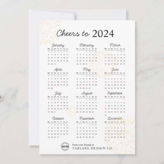 2024 Kalender Xmas Tree Business Logo Vakantie Kaa Kaart (Voorkant)