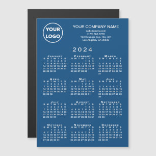 2024 Kalender Zakelijke Logo Tekst Blauwe Magneet 