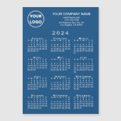 2024 Kalender Zakelijke Logo Tekst Blauwe Magneet  (Voorkant)