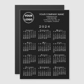 2024 Kalender Zakelijke Logo Tekst Zwarte Magneet  (Voorkant / Achterkant)
