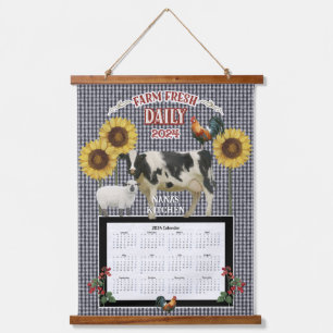 2024 Kalender Zonnebloem Nana Haan Koe Zwart Kunst Hangend Wandkleed