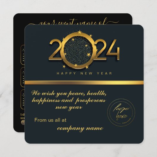 2024 Kalender Zwart Goud Groet Met Logo (Voorkant / Achterkant)