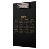 2024 Kalender Zwart/Goud Klembord (Links)