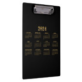 2024 Kalender Zwart/Goud Klembord (Rechts)